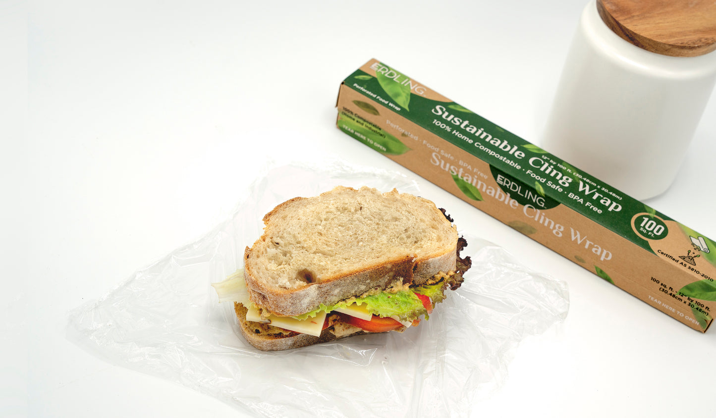 Erdling Sustainable Cling Wrap Compostable BPA Free - 100 Sq Ft