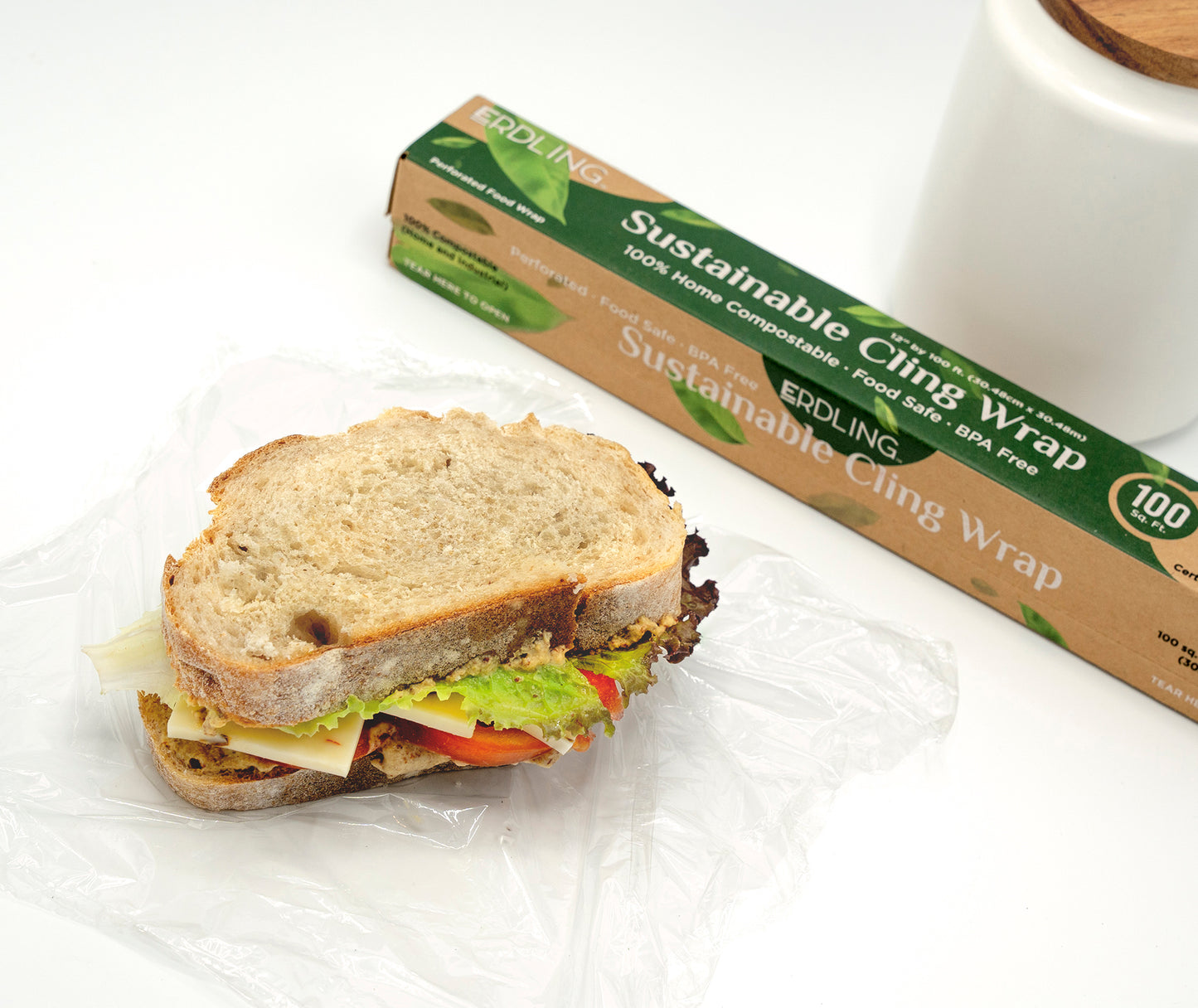 Erdling Sustainable Cling Wrap Compostable BPA Free - 100 Sq Ft